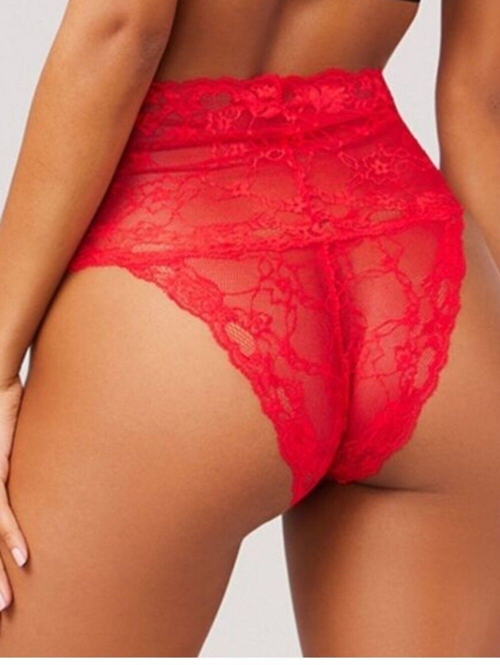 Elegant Red Lace High-Waisted Panty #9